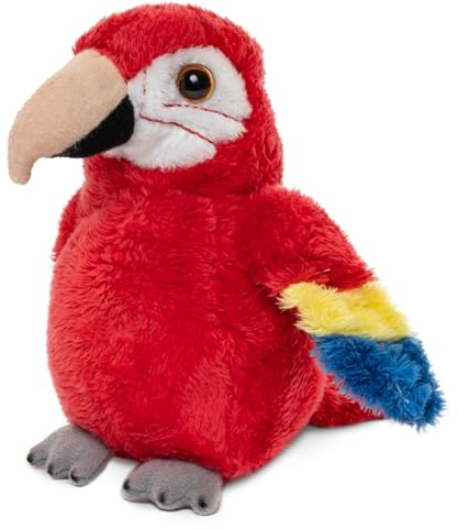 Uni-Toys - Papagei Plushie (rot) - 13 cm (Höhe) - Plüsch-Vogel - Plüschtier, Kuscheltier