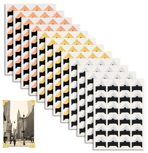 Abeillo 288 Stück 12 Blatt Fotoecken Selbstklebend Fotoecken Aufkleber für Sammelalben 3 Farben Fotoecken Aufkleber Selbstklebend, Foto Klebeecken für DIY Fotoalbum Corner Aufkleber Scrapbook Journal