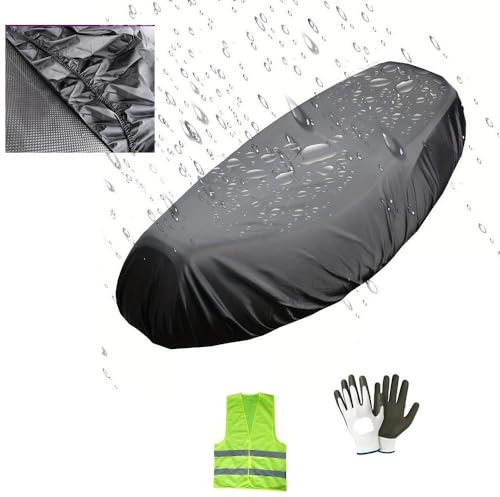 KOMPATIBEL MIT Piaggio Vespa 125 Primavera Abdeckung WASSERDICHTER REGENSICHERER SITZBEZUG Motorrad-Roller-SATTELABDECKUNG SCHÜTZT Sattel Oxford 120X75CM