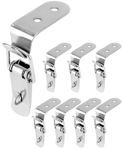 QWORK® Confezione da 8 robuste chiusure a tensionamento 72 x 24 mm, chiusura ad angolo con bottone a pressione, chiusura di sicurezza per chiusure per box e chiusure per pareti laterali del rimorchio