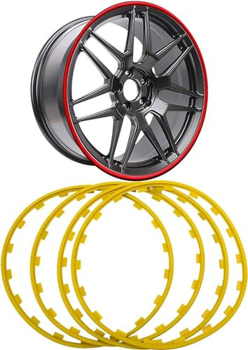 SASOKI 4 x Autofelgen für Golf, Kantenschutz, Reifenschutz, Nylon, kratzfester Streifen für alle Auto-Felgenschutz (Farbe: Gelb, Größe: 53,3 cm)