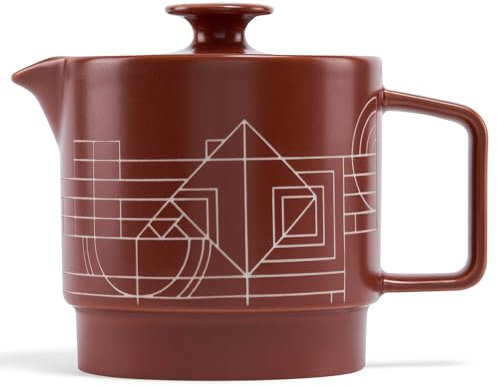 Tea Forte Terra - Teiera in gres porcellanato con infusore e coperchio, Frank Lloyd Wright, 590 ml, per macerare tè sfuso, lavabile in lavastoviglie e utilizzabile nel microonde