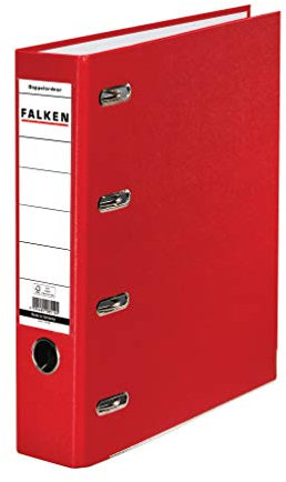 Original Falken 10er Pack PP Kunststoff-Doppelordner. Made in Germany. 7 cm breit rot für 2x DIN A5 quer Ablage mit Wechselfenster Kontoauszug-Ordner Ringordner Aktenordner Briefordner Büroordner