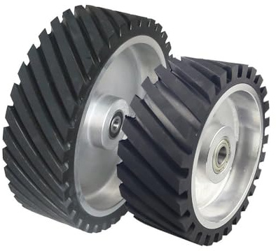 150/200/250 * 75 mm breites Gummi-Kontaktrad-Bandschleifer-Ersatzteil, gerillt 250 x 75 mm, 6004 installiert 20