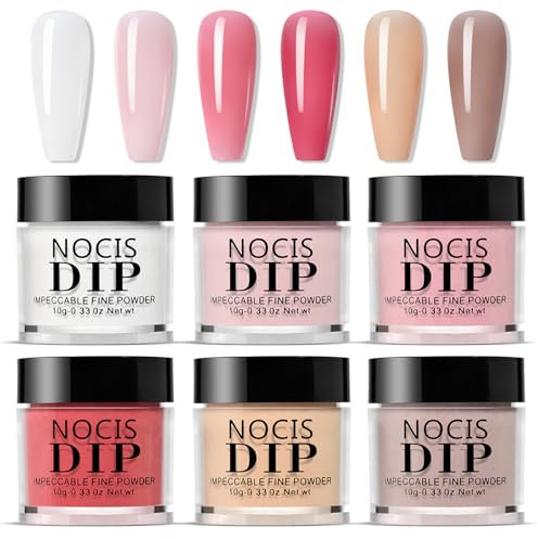 Nail Dipping Powder Kit - Nail Powder Dip Kit Starter Set - 6 Colors Nude Pink Neutral Skin Transparent - Dipping Powder Nail Starter Kit French Art Manicure DIY Gifts No Need Nail Lamp Cured