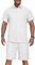 HOTIAN Herren 2 Stück Shirt Set Kurzarm Trainingsanzug Herren Freizeitanzug Sport Set Outfits Kurzarm Button Down Shirts Sommer Short Set