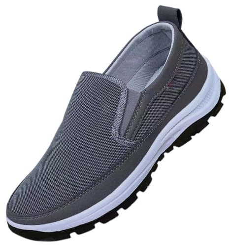 AZMAHT Zapatillas Hombre sin Cordones Zapatos pies Anchos Hombre Zapatos para Pies Hinchados Hombre Calzado Ligero Zapatillas para Correr Transpirables,Gris,39/245mm