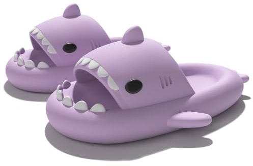 Sisttke Shark Slides Slippers Niñas Niños Zapatillas de Baño Antideslizante Sandalias Piscina Chanclas Playa Ducha Verano Pantuflas Casa Suela Gruesa, Morado, 34/35 EU, Tag 220