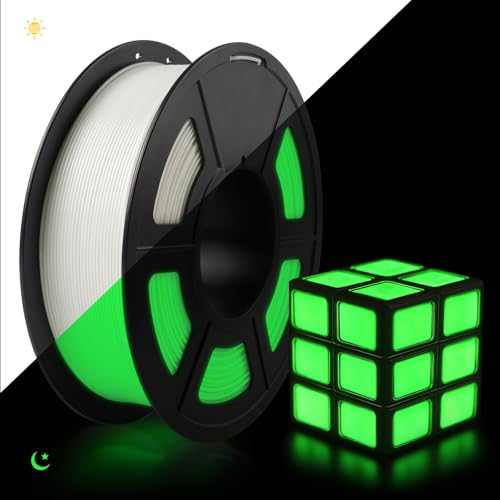 TECBEARS Glow in the Dark Filament PLA 1.75mm, PLA Leuchtet Filament Grün, Maßgenauigkeit +/- 0.02mm, 1kg Spule Filament PLA für 3D Drucker, Glow Grün