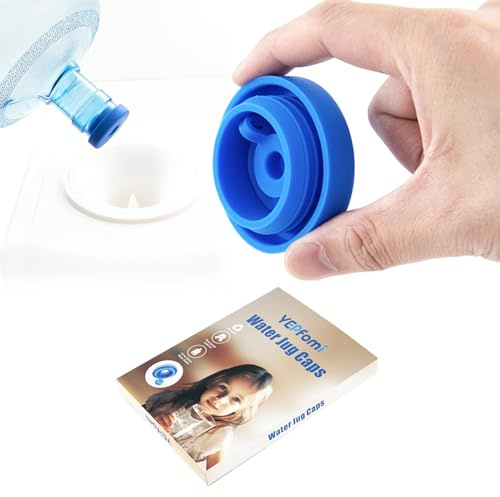 (4 PACK) YEPfomi 5 Gallon Water Jug Cap, Non Spill Water Jug Lids for 55mm Bottles, Food-Grade Silicone 2/3/4/5 Gallon Water Jug Caps Suit for Water Dispenser Water Pump (4)