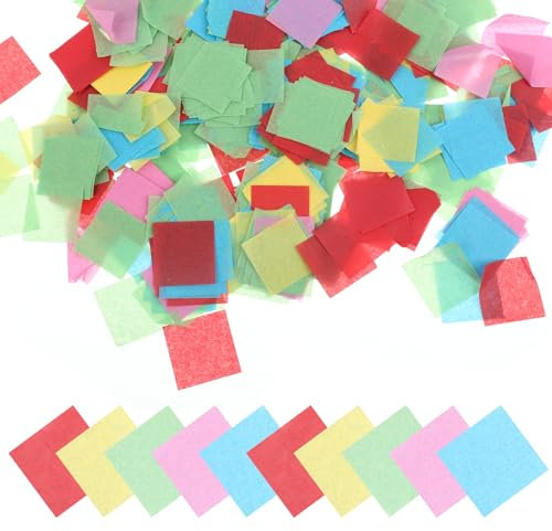5000 Pcs 1 Inch Square Tissue Paper, 5 Colors Precut Craft Paper Colored Mosaic Collage Paper Rainbow Bleeding Tissue Paper for DIY Paper Art Projects Scrapbooking Classroom Decorating Party Supply