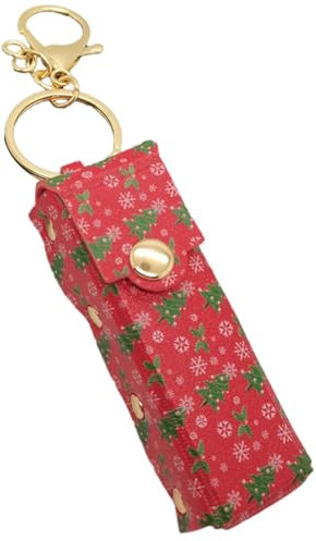Lippenstift-Schlüsselanhänger-Halter, PU-Leder, Lippenstift-Tasche, Kopfhörer-Tasche, Chapstick-Anhänger für Frauen, Reiseschlüssel, Rucksack-Dekoration, R, 7cm, Art Deco