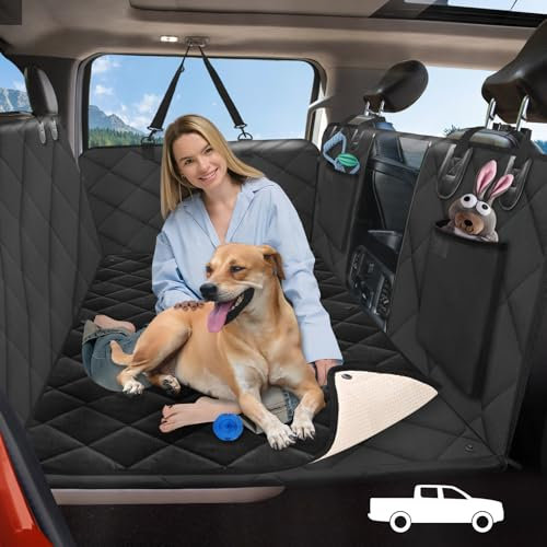 ROUWINNE Rücksitzverlängerung für Hunde, LKW, mit weicher Decke, Rücksitzbezug, harter Boden, hält 180 kg, Rücksitz-Hängematte für Crew Cab Trucks F150, RAM1500, Sierra, Tundra, Silverado