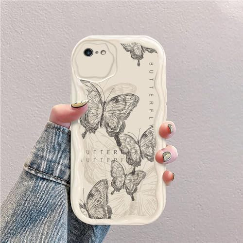 Schmetterling Welle Silikon Weich Hülle Kompatibel mit iPhone 7/8/SE 2020/SE 2022 Weiß