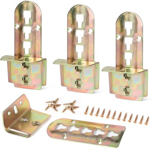 SWAWIS 4er Set Bettverbinder Bettbeschläge Bettwinkel Lattenrost Halter 4 Raststufen Höhenverstellbar für Mittelbalken und Lattenrost Halterung Metall