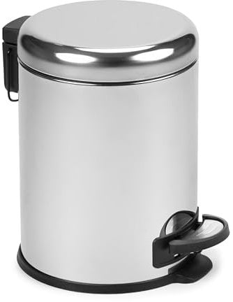 TATAY Bathroom Bin with Pedal 5L | Hygienic No-Touch Opening | Soft Close and Silent Lid | Easy to Clean Inner Bucket | Functional Design – Metallic Toilet Bin