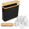 Boite Rangement Papier Toilette, Panier à Papier Hygiénique avec Couvercle en Bambou, Support Papier WC, Organisation de la Salle de Bain, Imperméable et Pliable, 45 * 15 * 35cm, Noir