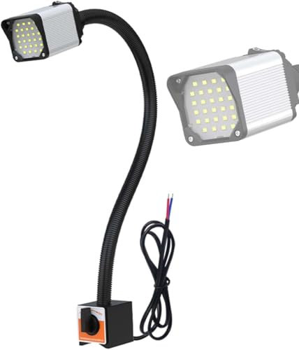 Lampada Magnetica Flessibile a Collo di Cigno da 12 W per tornio e Trapano a Colonna, Lampada da Lavoro per Macchina in Lega di Alluminio Resistente all'Acqua da 28 LED con Forte Base Magnet