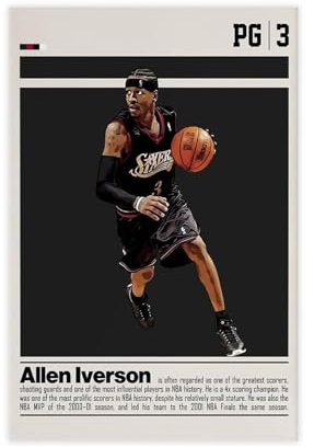 ocvdfss Allen Iverson Leinwand-Poster, Schlafzimmerdekoration, Landschaft, Büro, Raumdekoration, Geschenk, 30 x 45 cm