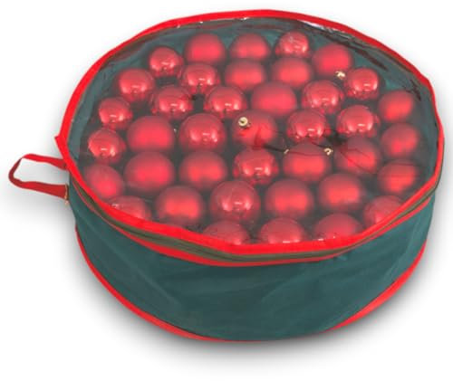 Set 80 Palline di Natale in Plastica da 6 cm,3 Colori, Finitura Opaca e Lucida. Include Borsa in Tessuto per Conservazione - Perfetto per Decorare Alberi di Natale e Interni (80, Rosso)