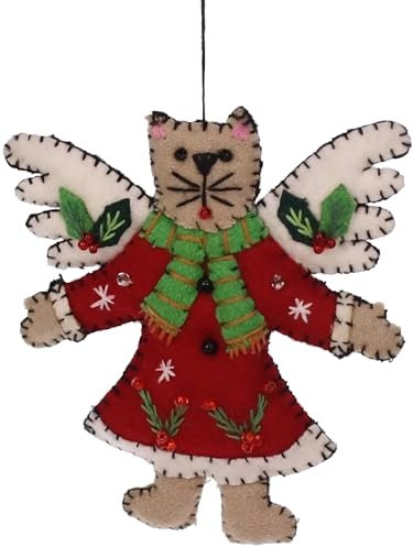 POMMERNTRAUM ® | Filzfigur Baumhänger Christbaumhänger Engel Schutzengel Weihnachts-Engel FilzEngel FilzKatze Katzen-Lady (Kitty)