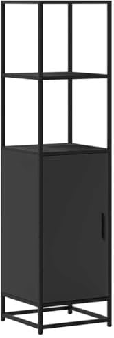 vidaXL Highboard Schwarz 35,5x35x139 cm Holzwerkstoff und Metall, Beistellschrank, schlanker Lagerschrank, hoher Schrank, Hochschrank