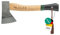Adler Campingbeil inkl. Lederschutz: Geschmiedetes Holzbeil aus C60-Stahl, Holzaxt mit 30 cm Eschenstiel, Anti-Rutsch-Outdoorbeil, Survival Axt für Camping & Holzspaltung, Grün/schwarz, 300 g