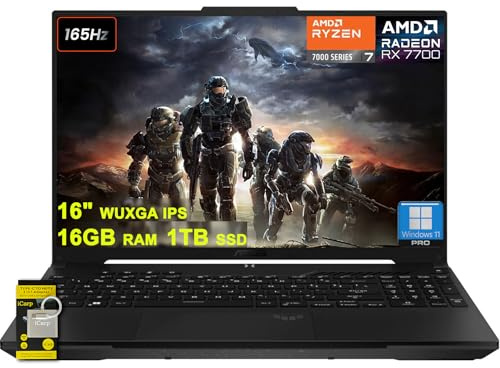ASUS TUF Gaming A16 Laptop 16 pulgadas WUXGA 165Hz 100% sRGB AMD 8-core Ryzen 7 7735HS 16GB DDR5 1TB SSD Radeon RX 7700S (>RTX4060) retroiluminado USB4 AI cancelación de ruido Win11Pro con accesorio