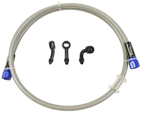 Tubo freno moto 40-240 cm Tubo freno idraulico moto in treccia d'acciaio inox (argento) per il collegamento alla pompa freno di moto da cross ATV dirt bike pit bike scooter moto da cross(1200mm)