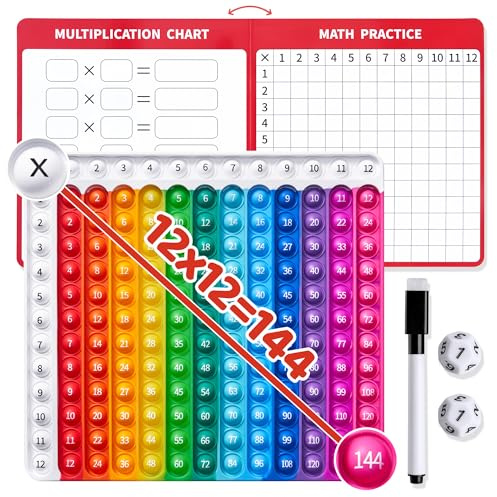 JoyCat Multiplication Chart, 9.8 x 10.2in Fidget Toys Times Table for Kids, Math Manipulatives Kindergarten 1st 2nd 3rd 4th 5th Grade, Stress Relieving