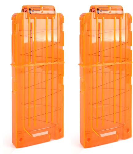 TiGog 2 Stück Clip Magazine für Nerf N Strike, 12-Darts Pfeile Clip Magazin, Schnell Nachladen Darts Pfeile Clip Magazin für Nerf N-Streik Elite Series Spielzeuggewehre, Transparente Orange