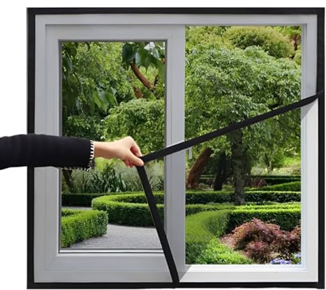 Porta Finestra Zanzariera 60x170cm Nero senza foratura, per lucernari, per interni ed esterni pratica