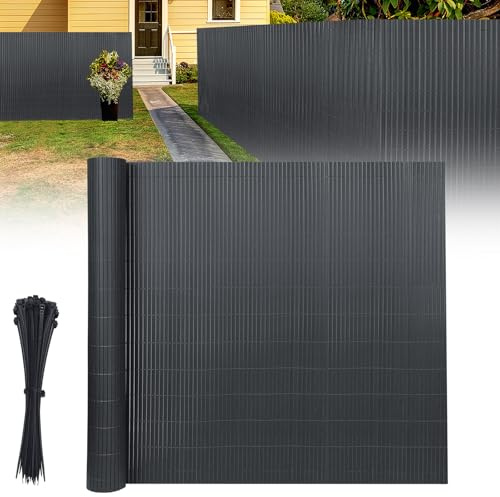 LILIIN PVC Sichtschutzmatte Balkon Sichtschutz Privatsphäre Wetterfest Sichtschutzzaun Windschutz Zaun, mit Kabelbindern, für Garten, Balkon und Terrasse (Anthrazit, 200x300cm)