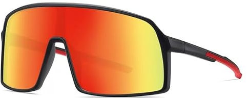 LEXICANMHS Sportbrille Herren Damen,Leicht TR90 Fahrradbrille – UV400 Schutz, Polarisiert, Für MTB/Rennrad, Laufen – Mit Etui, Brillentasche & Reinigungstuch (Orange)