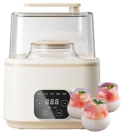 Yogurtiera elettrica con serbatoio interno da 1+2 l, macchina per yogurt gelato intelligente da 25 W con pannello touch LED, macchina per fermentazione del vino di riso, temperatura costante a 360°,