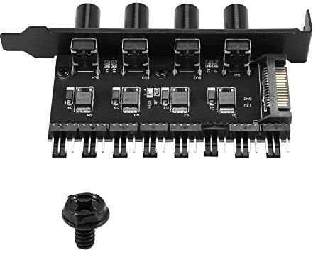 Orolotay Pc 8 Channels Fan Hub 4 Knob Cooling Fan Speed Controller For Cpu Case Hdd Vga Pwm Fan Pci Bracket Power By 12V Fan Control