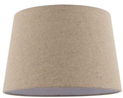 Classic Natural Oatmeal Linen Fabric Drum Lamp Shade with White Cotton Inner Lining | 30cm x 20cm | for Table or Pendant by Happy Homewares