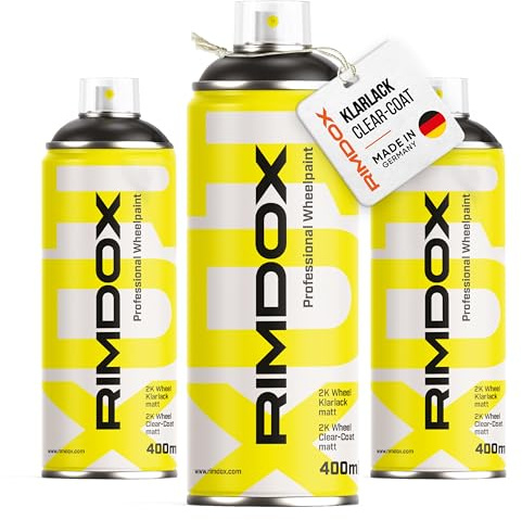 RIMDOX - Felgen Klarlack | 2K- High-Solid | 3x Spraydose | Klarlack matt in OEM-Profiqualität | 100% Made in Germany | transparent, wasserfest, benzinresistent