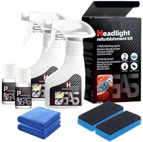 180ml Scheinwerfer Aufbereitung Set, 2025 Neu Auto Scheinwerfer Politur Spray, Autoscheinwerfer Aufbereiter Und Kristallisationsbeschichtungsset, Für Reinigt Und Poliert Vermattete Und Vergilbte (1)