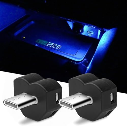 joonnair 2 pezzi illuminazione atmosferica USB Type-C, 8 colori RGB Mini USB LED con impostazione modalità, illuminazione interna US B per auto, laptop, camera da letto e campeggio