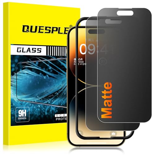 QUESPLE 2 Pack for iPhone 14 Pro Max Matte Privacy Screen Protector 6.7-Inch, 28°Anti-Spy Matte Tempered Glass Film, Anti-Fingerprint, Anti-Glare Matte Screen, Military-Grade Protection