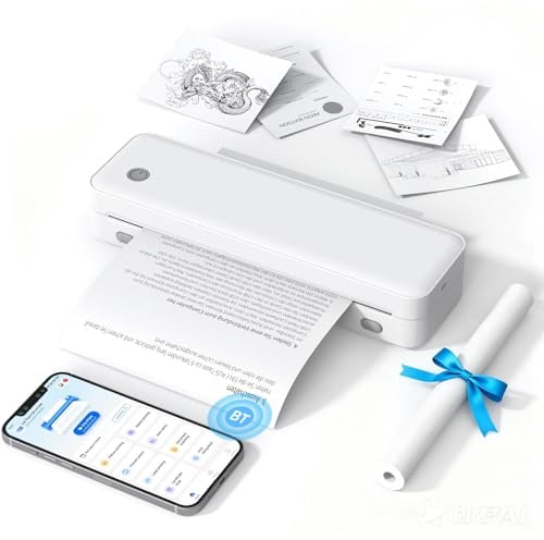 Bisofice D82 Mobiler Drucker A4 für Unterwegs Thermodrucker A4 - Portable Printer Kompatibel mit Android und iOS, Tragbarer Drucker für Handy, Laptop,grau