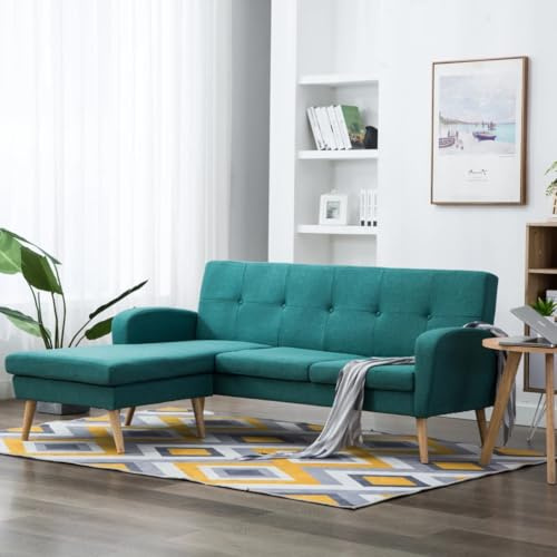 Teenpull L-förmiges Sofa, Stoffbezug, 186x136x79 cm, Grün, Ecksofa mit Chaiselongue, Robustes Wohnzimmer-Möbelstück, modernes Design