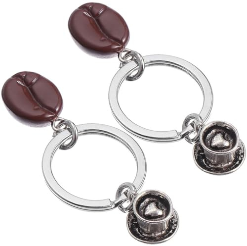Hemobllo 2pcs Resin Heart Shape Coffee Bean Key Rings Keychain Accessories Backpack Pendants Hanging Ornaments for Women Random Color