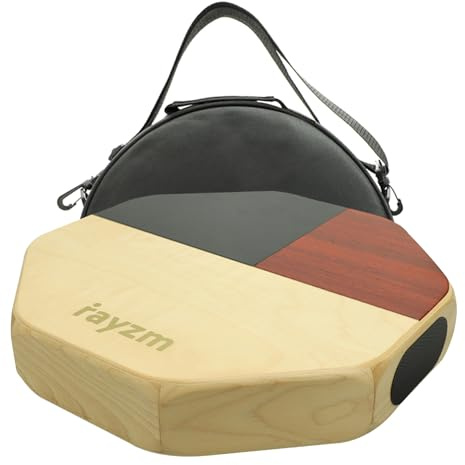rayzm Tragbare Cajon Drum Box mit gepolsterter Tragetasche, kompakte achteckige Handtrommel, 3 Klangzonen, Percussion-Instrument mit Bongo- und Snare-Effekt