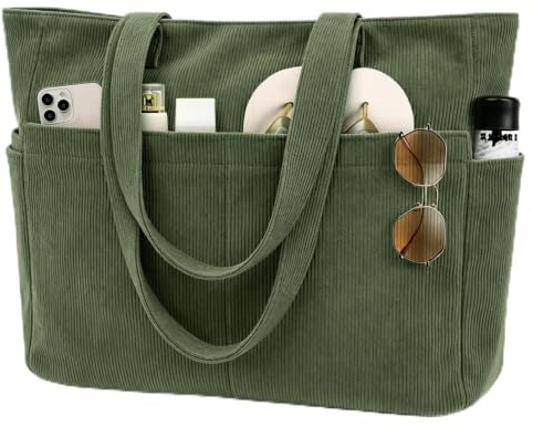 beifon Cord Strandtasche xxl Familie 25L/18L mit Reißverschluss | Groß Tote Bag Damen, Shopper Tasche Badetasche, Laptoptasche mit 17 Zoll Laptopfach, Reisetasche Handtasche Umhängetasche