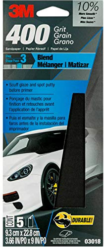 3M Wetordry Sandpaper, 03018, 400 Grit, 3 2/3 in x 9 in, 5 Sheets Per Pack