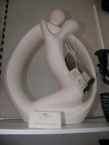 Gilde Skulptur Francis Paar 'Partnerkreis', 34 cm, creme