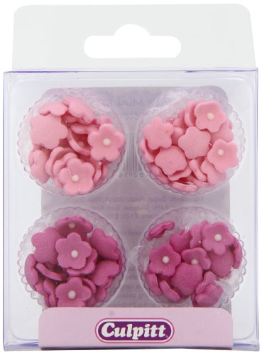Culpitt Sugar Cake Decorations Pink Mini Flowers (Pack of 1, Total 100 Decorations)
