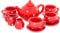 Ulysse Couleurs d'Enfance - Dinette en Porcelaine - Service à thé Rouge avec Motifs à Pois Blancs
